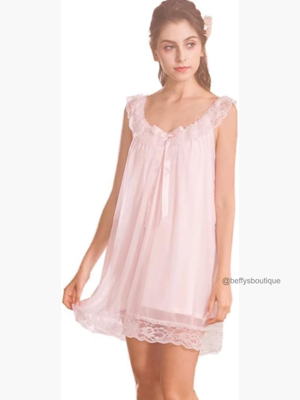 Sleeveless Lace Victorian Vintage Nightgown Sleep Dress